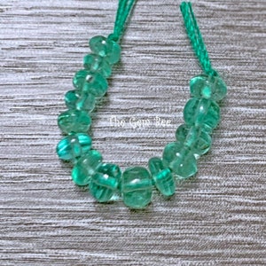 3.3mm-3.8MM Fine Colombian EMERALD Smooth Rondelle Beads 1.2&quot; Strand