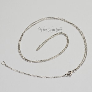 14K SOLID WHITE GOLD Cable Chain Necklace 16&quot; With 2&quot; Extender Adjustable Length