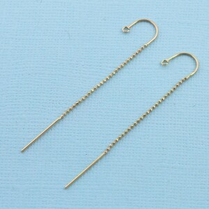 14K Solid Yellow Gold Ear Thread Earwire with loops 2.25 Inch Length
