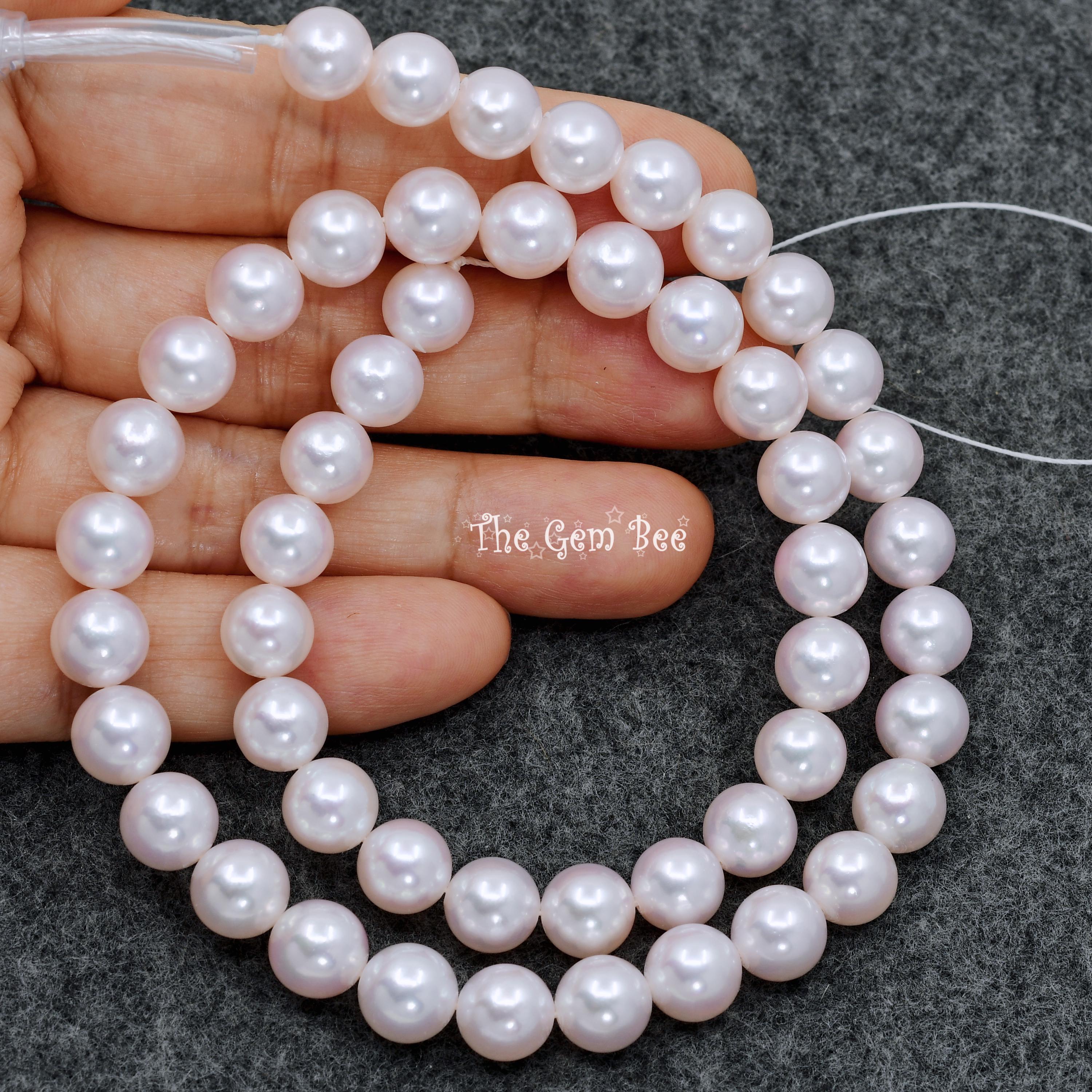 8MM-8.5MM FINEST Grade AAA Pink Overtone White Japanese Akoya