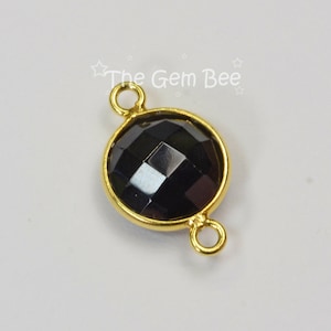 11mm Heavy Plated Gold Vermeil Black Spinel Gemstone Connector Finding (1 piece)