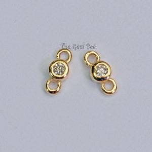 0.02CT 14K Solid Yellow Gold Diamond Bezel Connector Quantity: (1 piece) or (5 pieces) or (10 pieces)