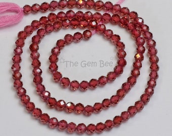 3mm Fine Crimson Red Mozambique Garnet Faceted Round Rondelle Beads 13.3 inch Strand