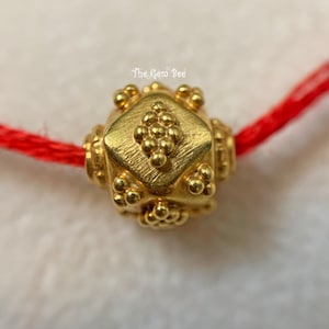 18k Solid Yellow Gold 8mm Fancy Granulation Spacer Finding Bead (1)