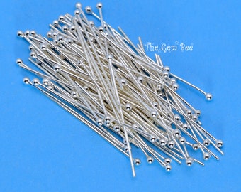 24 GAUGE Sterling Silver 1 INCH Ball Headpin (100 pieces)