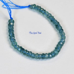 3mm-3.5mm Indicolite Blue Tourmaline Faceted Rondelle Beads 3 inch strand