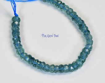 3mm-3.5mm Indicolite Blue Tourmaline Faceted Rondelle Beads 3 inch strand