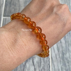 6.8mm-9.7mm Imperial Topaz Smooth Round Sphere Beads Elastic Stretchy Cord Bracelet 7" Length Wrist