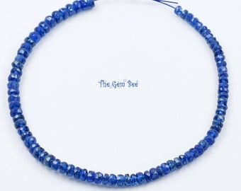 2.3mm-3.3mm Unheated No Heat Burmese Royal Blue Sapphire Faceted Rondelle Bead 5.5" strand