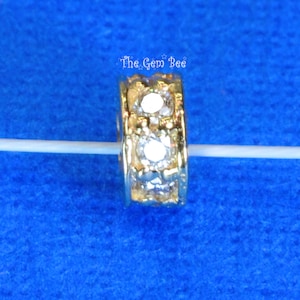 4mm 18k Solid Yellow Gold Diamond Eternity Rondelle Wheel Bead Quantity: (1) or (5)