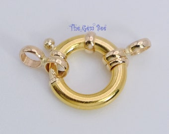 10MM 14k Solid Yellow Gold Designer Italy Spring Bolt Ring Sailor's Clasp