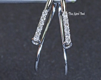 12mmx15.5mm 18k Solid White Gold Diamond Earwires PAIR