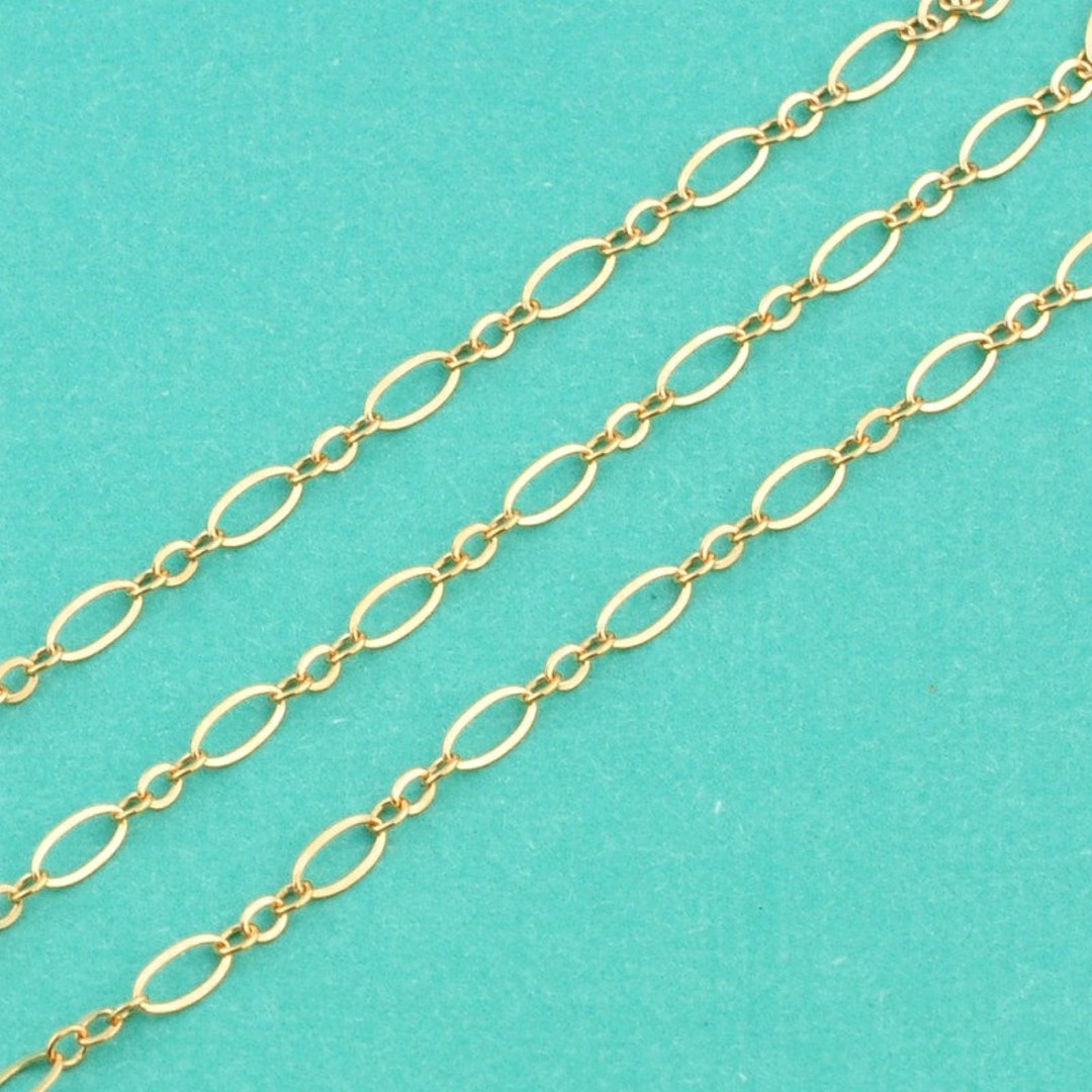 14k Gold Filled Bulk Chain 2.5mmx4.8mm Flat Link Quantity 1 Foot or 5