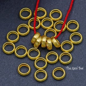5.2mm 18k Solid Yellow Gold Handmade Matte Loop Ring Spacer Jump Ring Finding Charm Divider Bead Large 3.5mm Hole