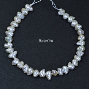 5.5mm-6.5mm Jumbo Size Japanese Akoya Natural Cream Saltwater Keshi Pearl Nugget Beads 5.5 inch strand