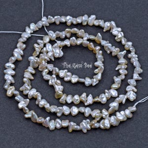 4mm-4.5mm Japanese Akoya Natural Platinum Saltwater Keshi Pearl Nugget Beads 16 inch strand