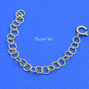 3.5mm 14k Solid Yellow Gold 26 Gauge Round Cable Chain Extender 2 or 3 INCH Length With 5mm Springing clasp hook