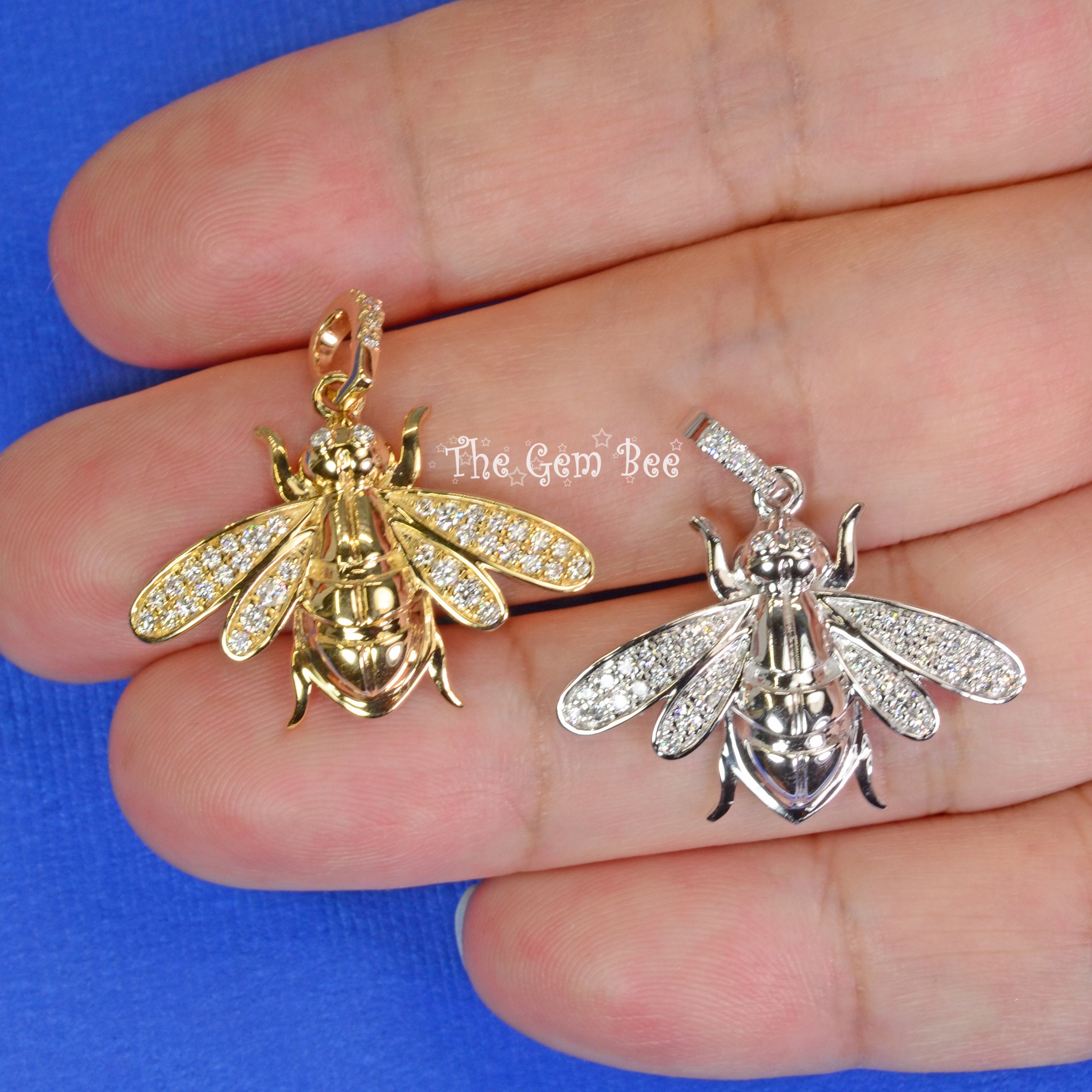 White gold bee pendant deals