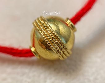 18k Solid Yellow Gold 9.2mm Fancy Saucer Spacer Finding Bead (1)