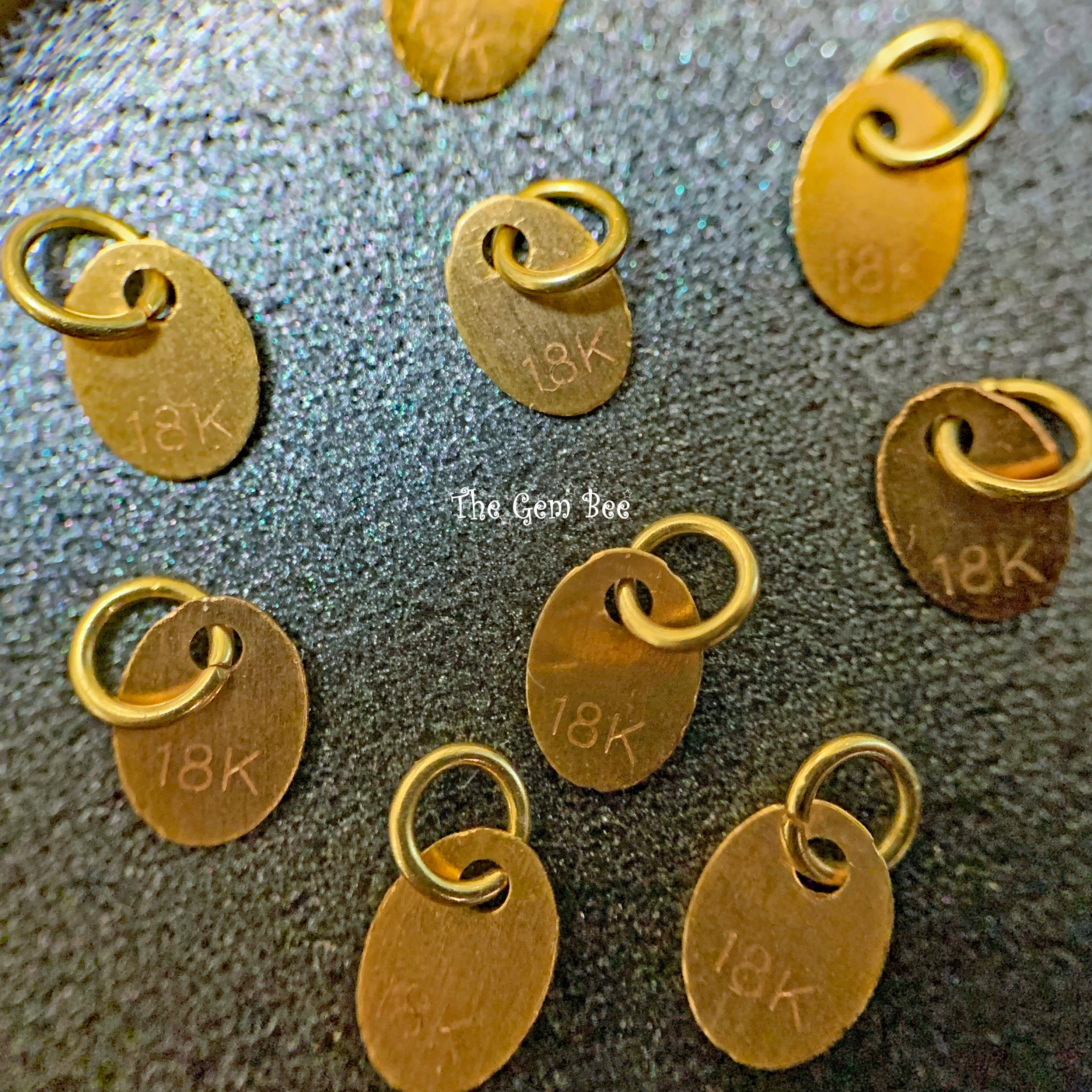 3.6mmx5mm 18k Solid Yellow Gold Oval Disc Charm Stamped Stamp Tag