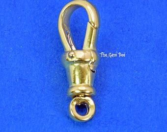 6.5mmx18mm Large 18k Solid Yellow Gold Swivel Push Lock Dog Clip