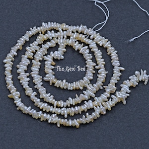 4mm Japanese Akoya Natural Saltwater Keshi Pearl Stick Beads 16 inch strand