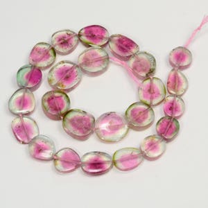 Fine Watermelon Tourmaline Polished Slices Briolettes 9.5 Strand image 3