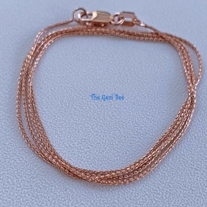 14K SOLID Rose Pink Gold Baby Wheat Spiga Espiga Chain Necklace 16 or 18 inch Length with Lobster Clasp