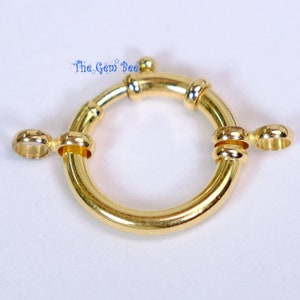 Anneau à ressort en or jaune massif 14 carats, 15 mm, designer italien, fermoir de marin