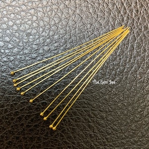 28 gauge 14k Solid Yellow Gold 1.5 INCH Ball Headpin Quantity: (2) or (10)