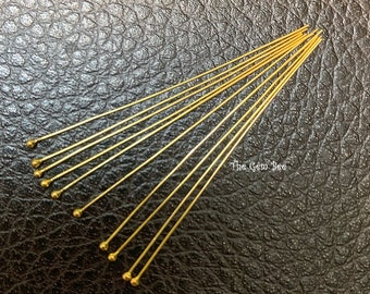 28 gauge 14k Solid Yellow Gold 1.5 INCH Ball Headpin Quantity: (2) or (10)