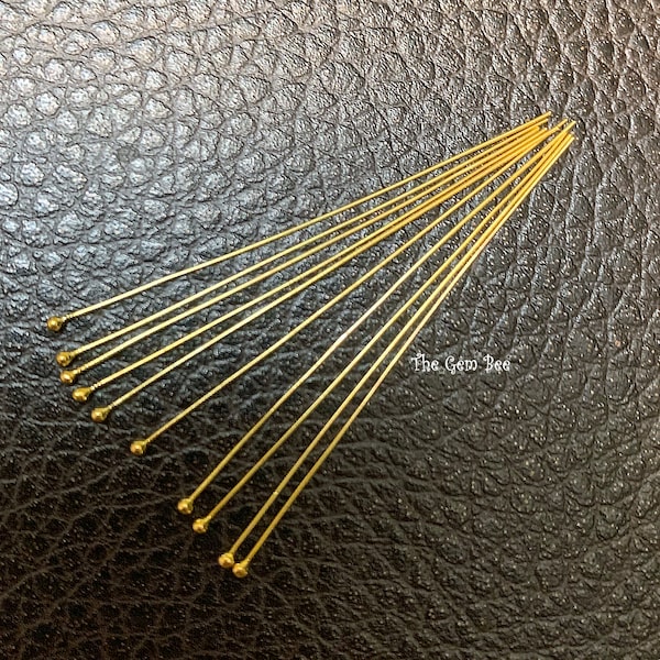 28 gauge 14k Solid Yellow Gold 1.5 INCH Ball Headpin Quantity: (2) or (10)