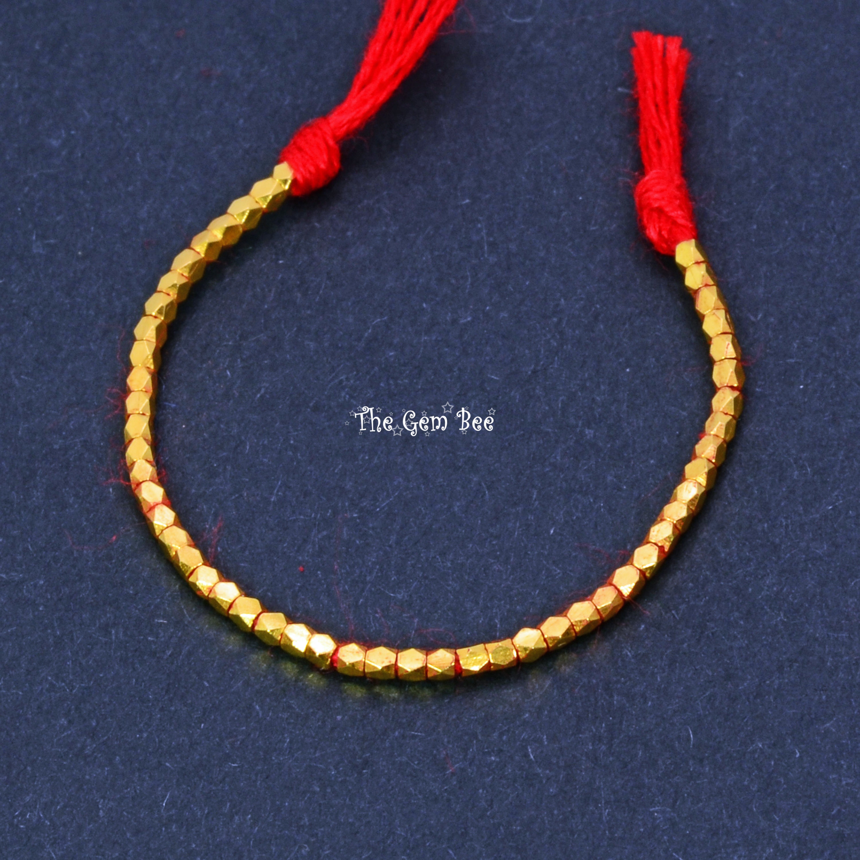 1.35mm 18k Solid Yellow Gold Petite Faceted Nuggets Findings Beads 2.8" Strand (50) or (25)
