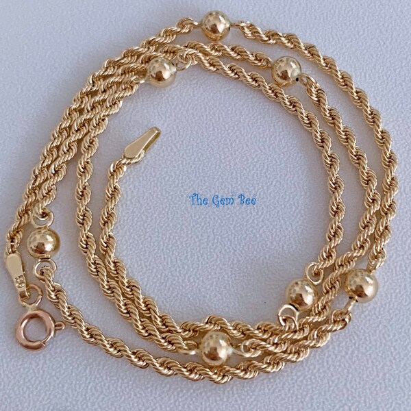 Goldum NYC 14k Yellow Gold Diamond-Cut Bead Ball Chain Necklace – 0.78mm, Selectable Length