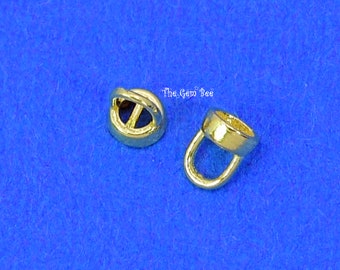 14K Solid Yellow Gold Crimp Hook Cups Ends Findings With Bars Quantity: (2) Or (10)