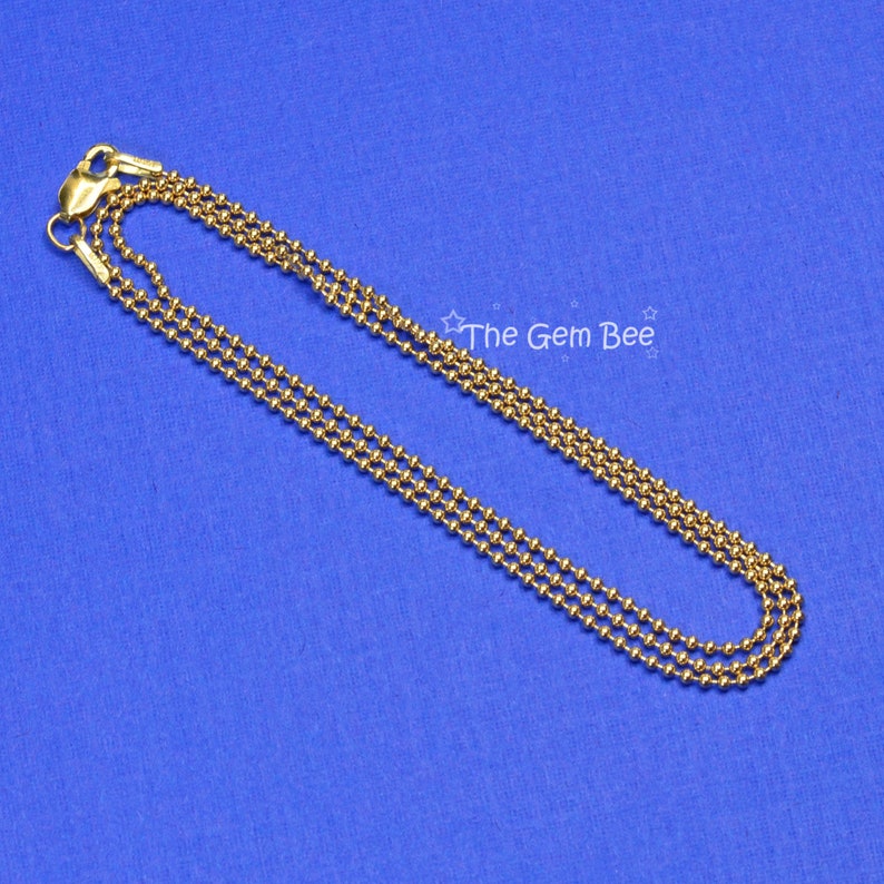 1.2mm 14K SOLID YELLOW GOLD Beaded Ball Chain Necklace 18 Inch Etsy