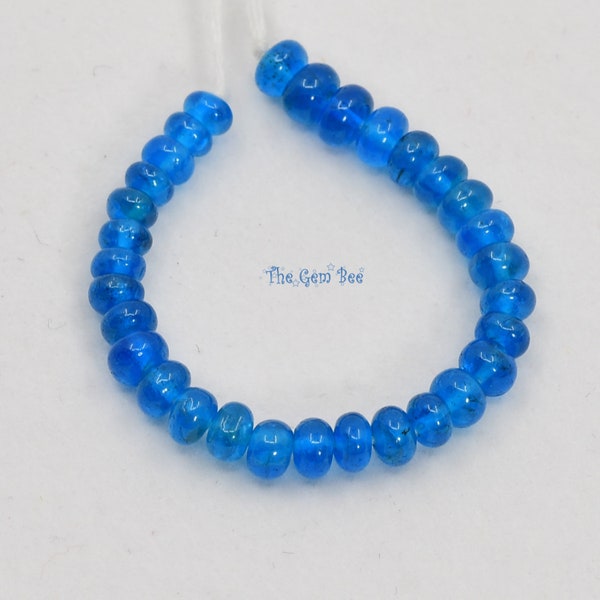 3.5mm-4mm Peacock Neon Electric Blue Apatite Smooth Rondelle Beads 3 inch Strand