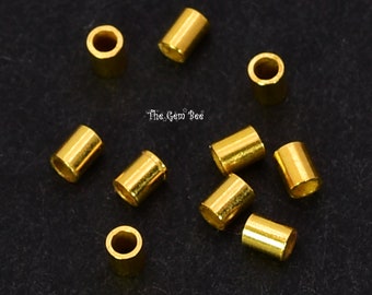 1.5MMx2MM 18k Solid Yellow Gold Crimp Tube Beads Quantity: (2) or (10) or (25)