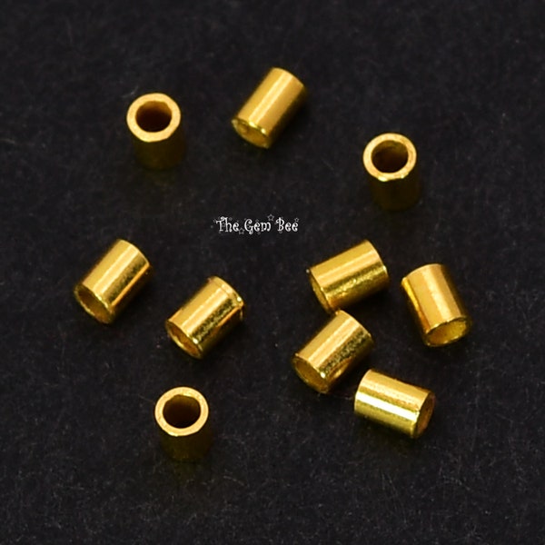 1.5MMx2MM 18k Solid Yellow Gold Crimp Tube Beads Quantity: (2) or (10) or (25)