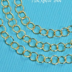 18k Massiv Gelbgold 26 Gauge Handmade Runde Kabelkette 4 mm Gliederkette Verlängerungskette