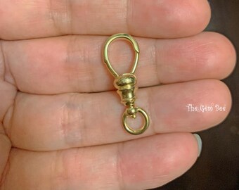 10.3mmx27mm XL 14k Solid Yellow Gold Swivel Push Lock Dog Clip