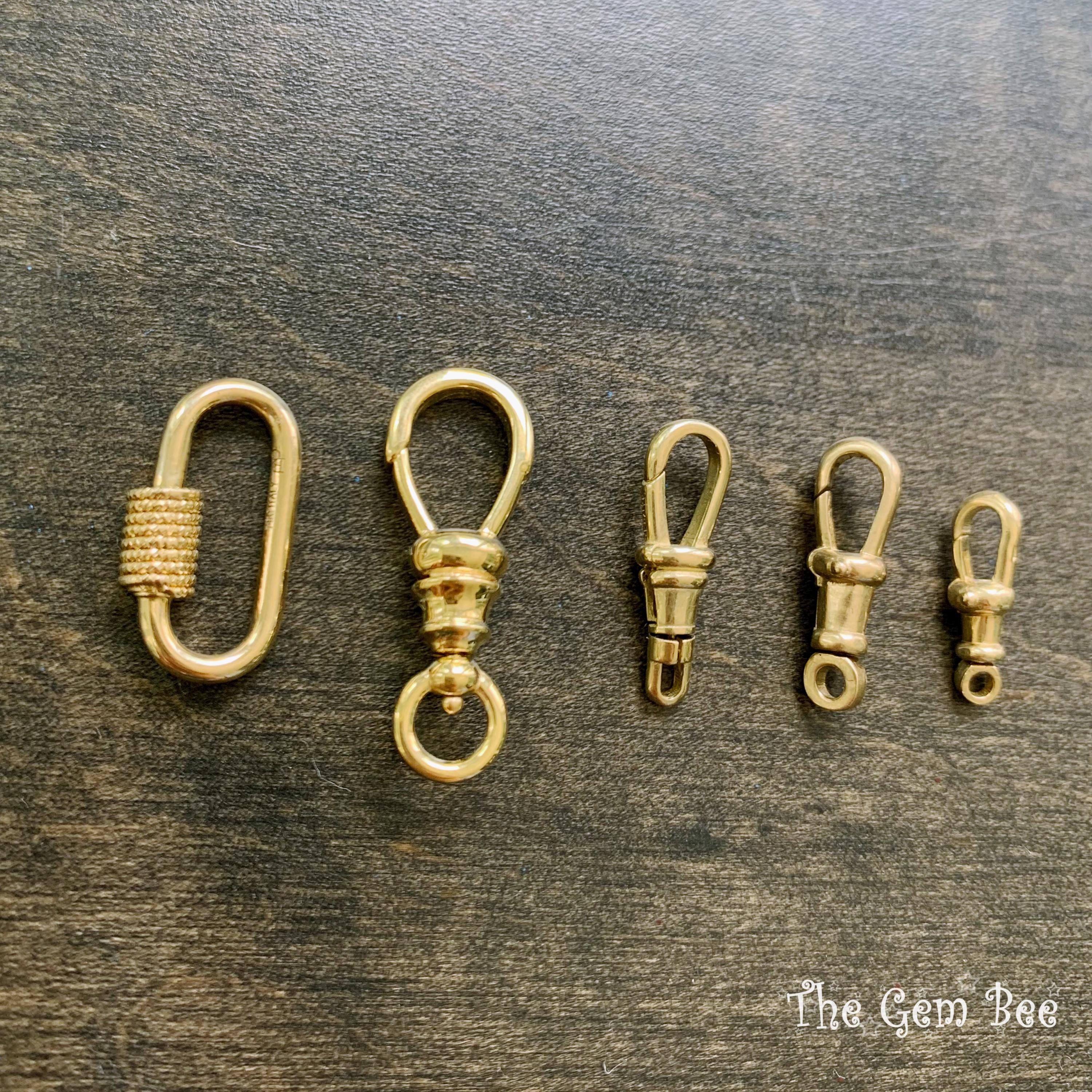 6.5mmx18mm Large 18k Solid Yellow Gold Swivel Push Lock Dog Clip