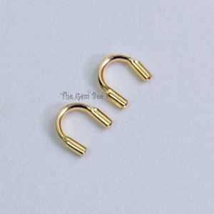 14k Solid Yellow Gold Wire Guard Cord Cover Protector Stringing Finding With 0.6mm Holes Quantity: 2 0r 10