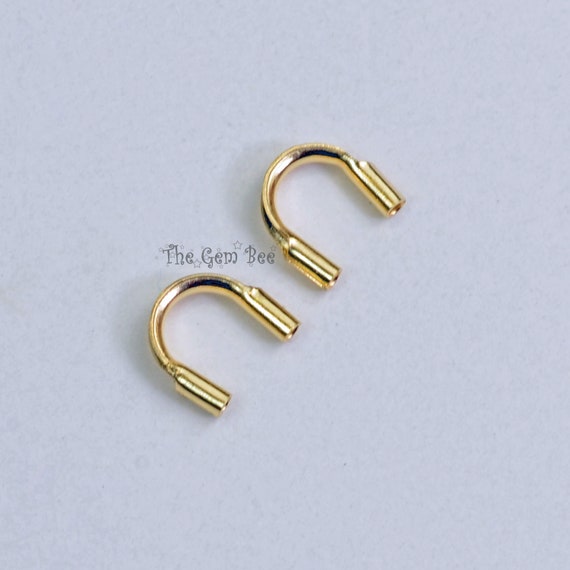 14k Solid Yellow Gold Wire Guard Cord Cover Protector Stringing