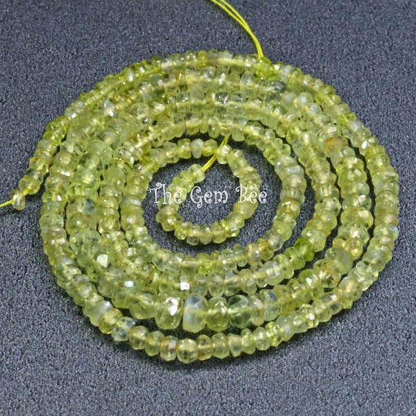 2,5mm-4,2mm Golden Green Catseye CHRYSOBERYL Facettierte Rondell Perlen 17" Strang