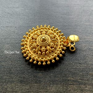 22mm 18k Solid Yellow Gold Large Fancy Granulation Round Box Clasp Finding With 3+3 jump rings