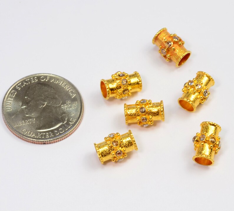 18k Solid Yellow Gold Old Fashioned Champagne Diamond Spacer Bead