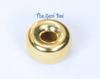 7mm LARGE 14k Solid Gold Smooth Donut Rondelle Bead Spacer (1) or (10) Made in USA