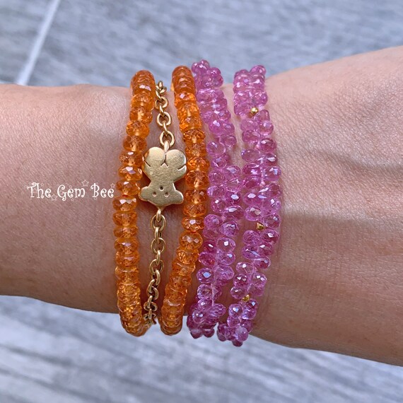 天然 ピンクサファイア ブレスレット レディース イエローゴールド 加工 天然石 9月 誕生石 お守り 誕生日プレゼント 女性 40代 50代 ブランド