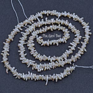 4.5mm-6mm Japanese Akoya Natural Saltwater Keshi Pearl Stick Beads 16 inch strand